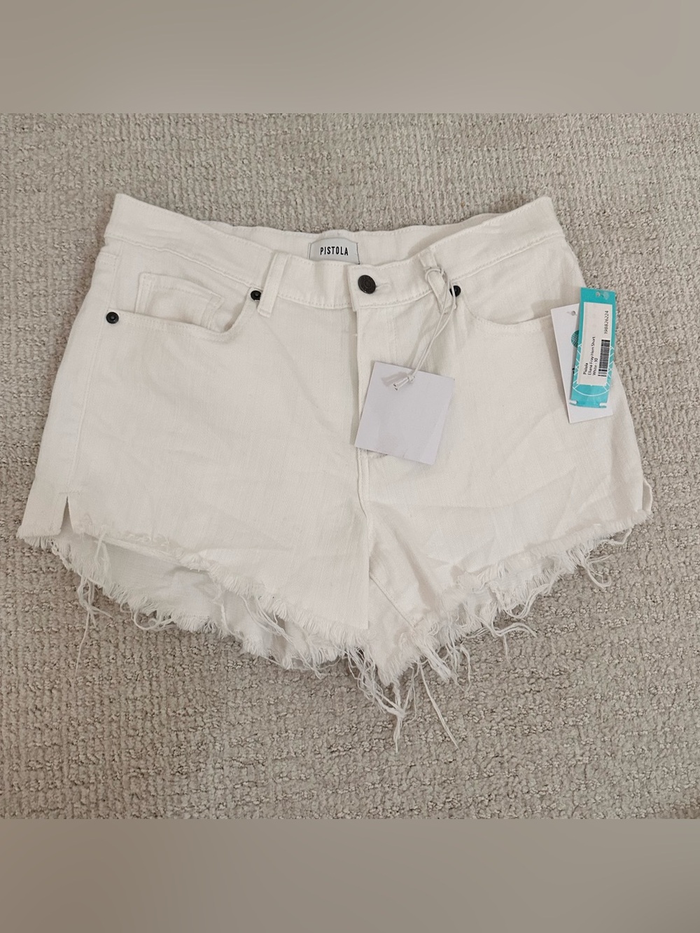 Pistola Eliana Fray Hem White Denim Shorts Size 30 NWT